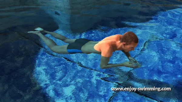 A breaststroke swimmer in the middle of the arm recovery.