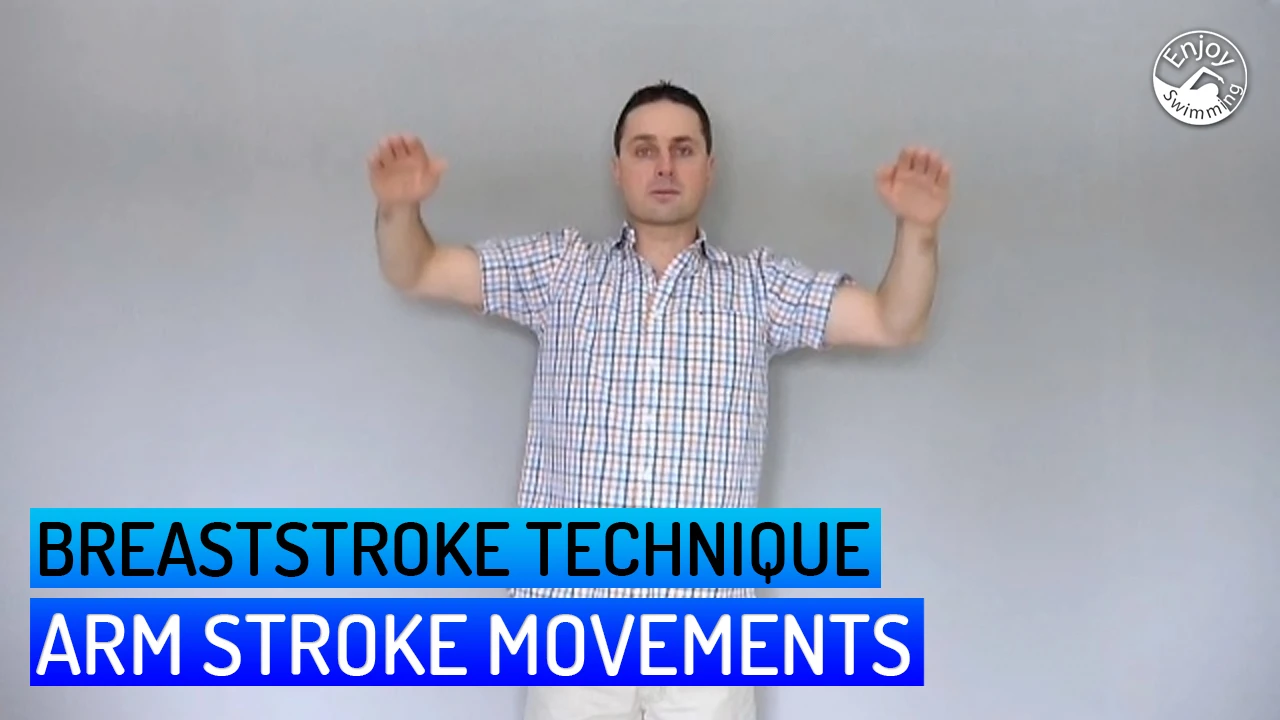 A swimming instructor shows how you can practice the arm movements of the breaststroke at home while standing