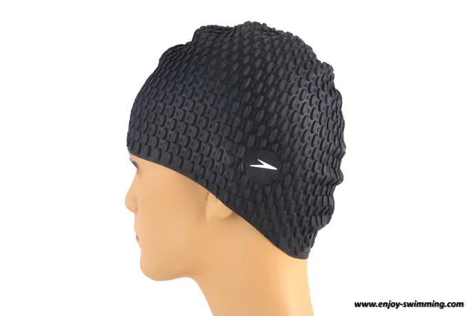 Bubble swim cap seen from behind