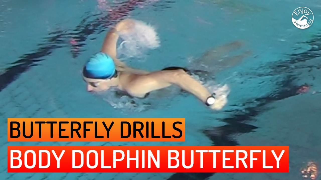 A swimmer practicing the Body-Dolphin Butterfly drill.